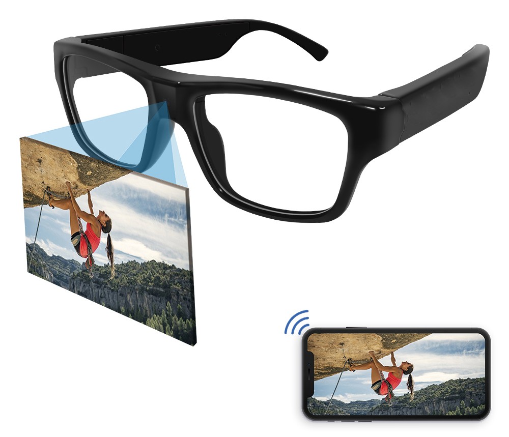 glasögon med hd wifi-kamera för mobiltelefon via hotspot