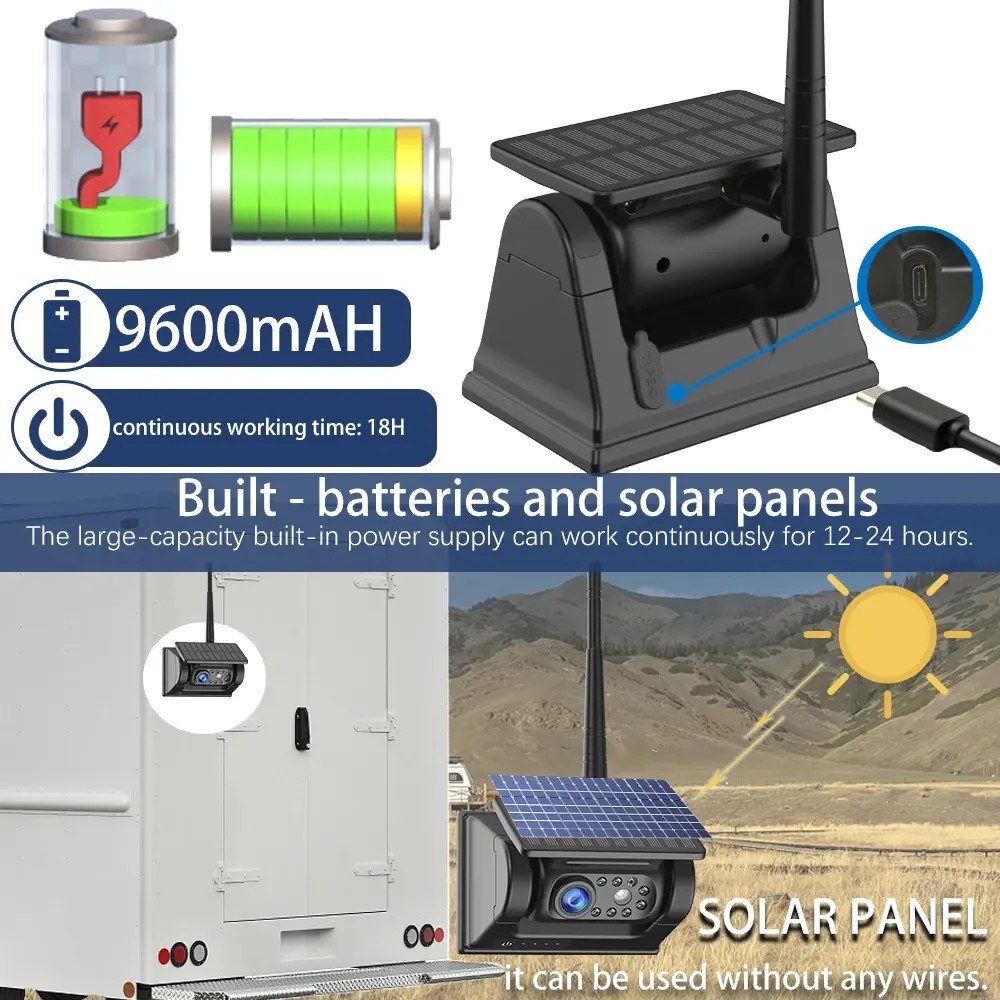 magnetisk backningskamera med batteri och solpanel