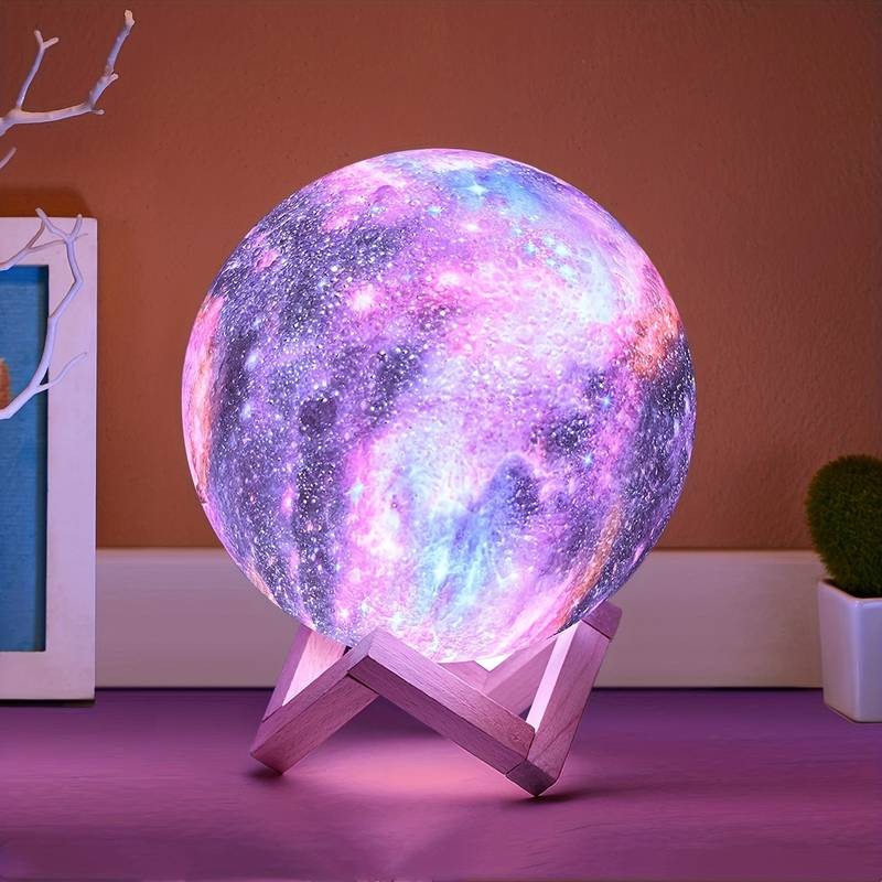 3D-lampa galax nattljus universum planet på en bas