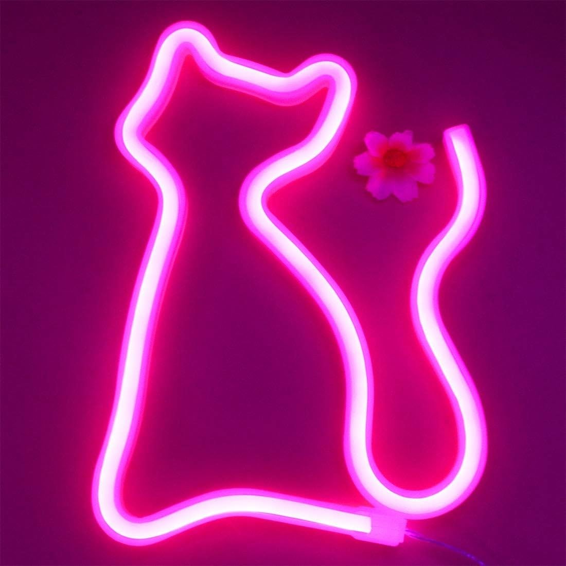 ljus logotyp neon led katt kattunge tecken