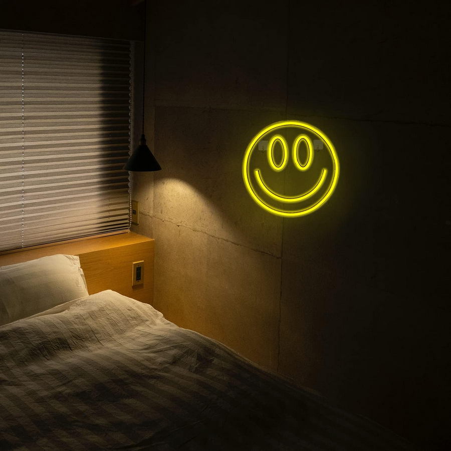smiley ljus LED inskription logotyp reklam leende