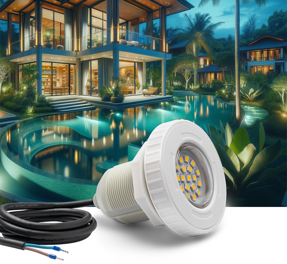 LED-lampa för belysning av pool eller damm (fontän) - vit LED 3000K varmvit