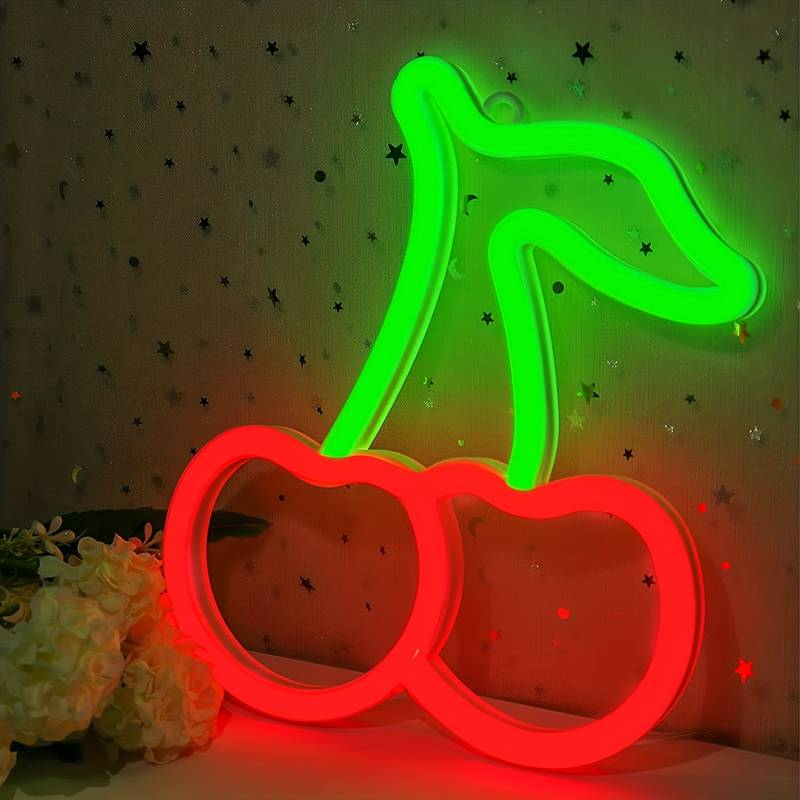 körsbärsljus logotyp neonskylt led körsbär