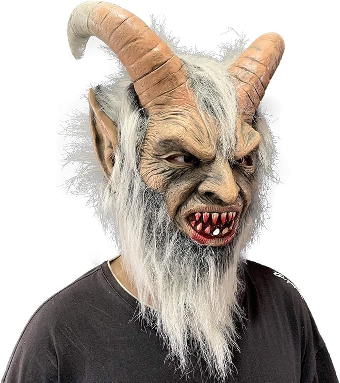 Djävulen med horn mask på ansiktet demon