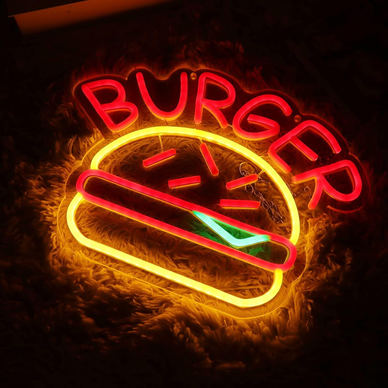 Burger Reklam upplyst glödande LED neonskylt